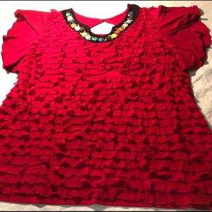 Red ruffled top